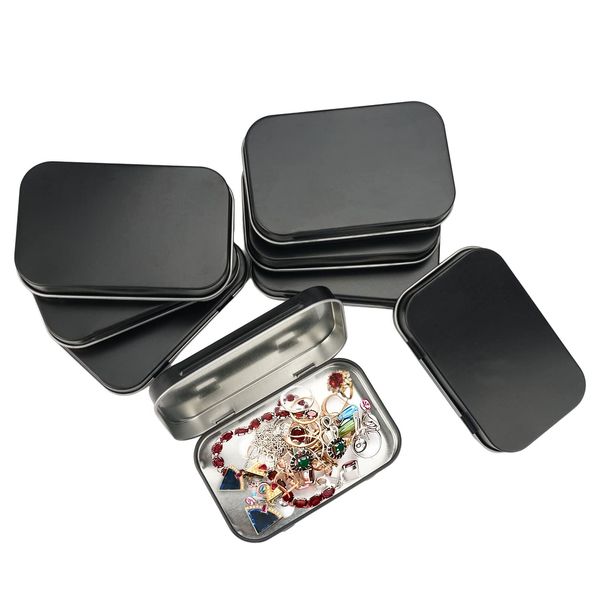 8 Stück Kleine Metalldose mit Deckel, Rechteckige Blechdosen mit Deckel, 9.5x6x2.2cm Metalldosen Klein Aufbewahrungsbox Metall, Mini Metalldosenbehälter für Süßigkeiten und Kleinen Gegenständen