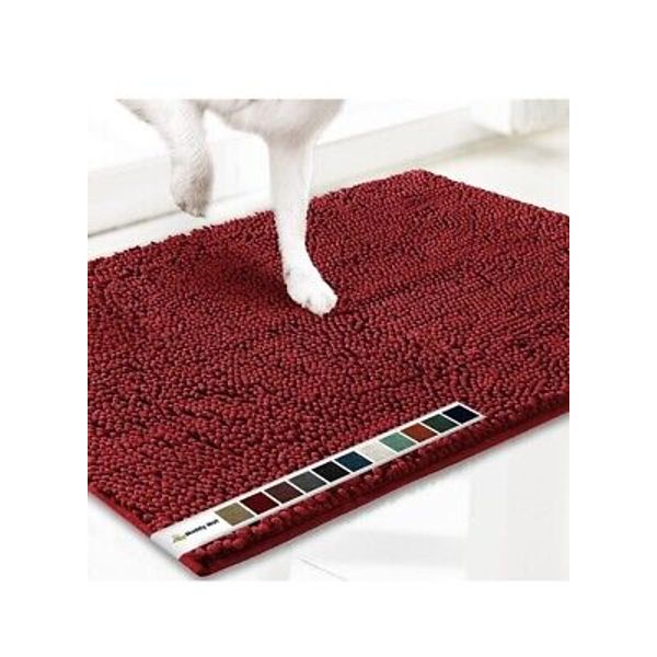 Muddy Mat Highly Absorbent Microfiber Pet Dog Door Mat Red Rug, Small 28"×18"