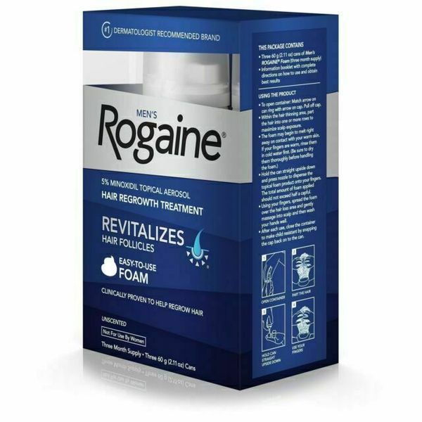 ROGAINE Men's 5% Minoxidil Foam Hair Regrowth Treatment 3 MONTH SUPPLY Brand New