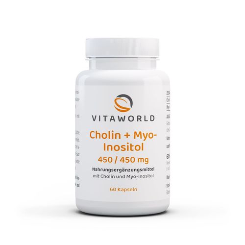 Title Pack of 3 Vita World Choline 450 mg + Myo-Inositol 450 mg 3 x 60 Capsules Vegan Choline Bitartrate Pharmacy Manufacture