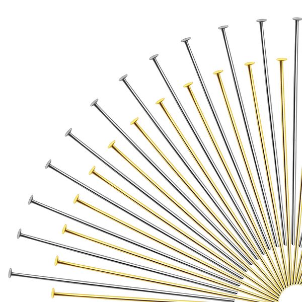 TOAOB 50 mm 200 Pieces Rivet Pins Kettle Pins Prism Pins Gold Silver Stainless Steel for DIY Jewellery Making