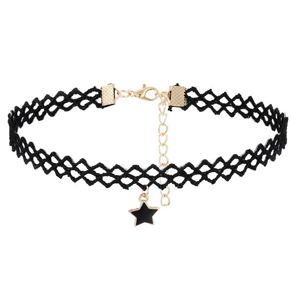 Olbye Elastic Choker Star Necklace Black Tattoo Choker Necklaces for Women and Girls Plastic Minimal Necklace Jewelry