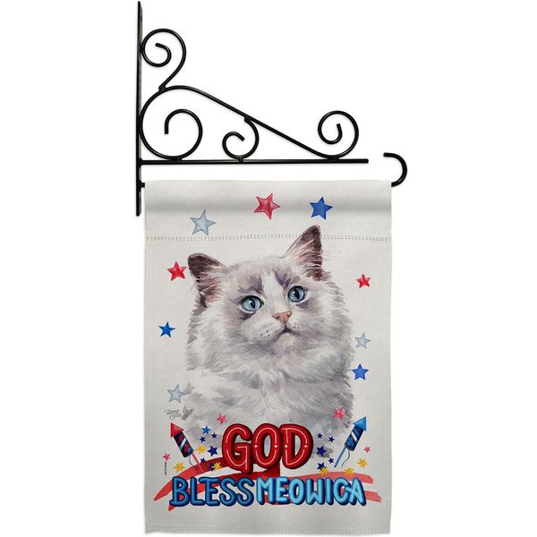 Breeze Decor Patriotic Bicolor Ragdoll Garden Flag Set Wall Holder Cat Kitten Meow Spoiled Paw Fur Pet Nature Farm Animal Creature House Banner Small Yard Gift Double-Sided, Made in USA