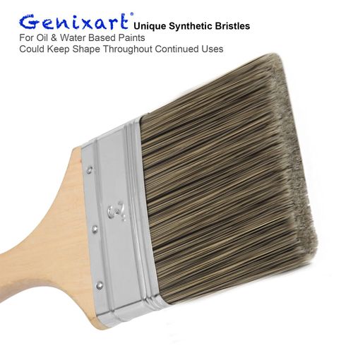 Double Thick Chip Paint Brush Set, Wood Stain Brushes for Painting Walls and Fence Staining, Wooden Handle Masonry Paintbrush for Varnish, Paste and Gesso (5 Pack Assorted Sizes)