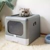 Foldable Enclosed Cat Litter Box Cat Potty with Front Door Top Entry Pull Drawer