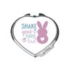 Shake your bunny tail cute Easter statement [EAST23] folding compact pocket mirror - silver heart shape