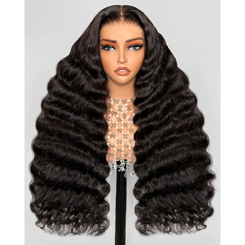 Arabella 13x4 Ready to Go Glueless Wigs Human Hair Pre Cut Lace 210% Density Lace Front Wig Human Hair 12a Real Pre Bleached Loose Curly Wave Wig(30inch, 13X4 Loose Curly Wig)