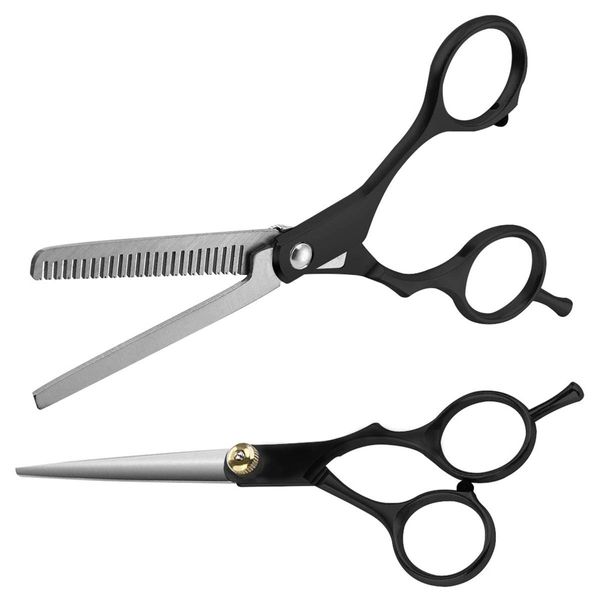 Hair Scissors, Hair Cutting Scissors, Suitable for Volume Adjusting and Trimming, For Beginners, Hairdressers, Household and Commercial Use, Barns, Rounded Tips, Safe, Professional, Gap Scissors, Set of 2