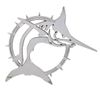 Rinker Boat Raised Emblem Decal | Marlin Mirrored Silver Plastic