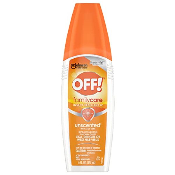 OFF! FamilyCare Insect & Mosquito Repellent Spritz, Unscented Bug spray with Aloe-Vera, 7% Deet, 6 oz