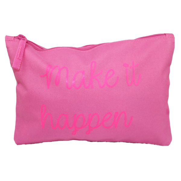 'Make it Happen' Pink Travel Wash Makeup Bag