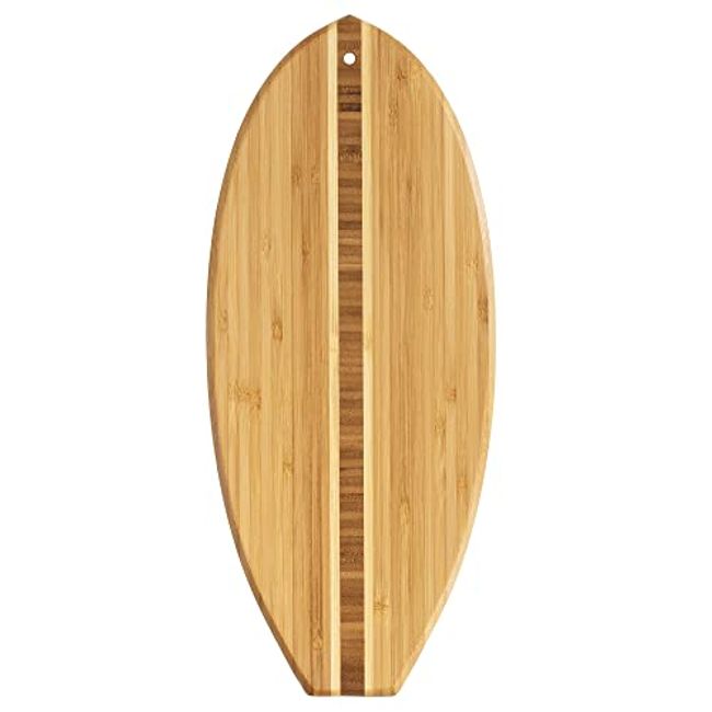 Totally Bamboo Lil' Surfer Surfboard Shaped Bamboo Serving and Cutting Board, 14-1/2" x 6", Brown