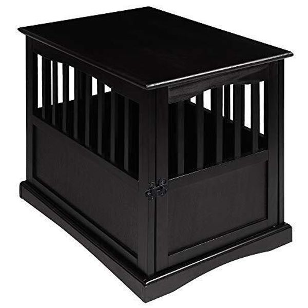 Wooden Medium Pet Crate End Table Black