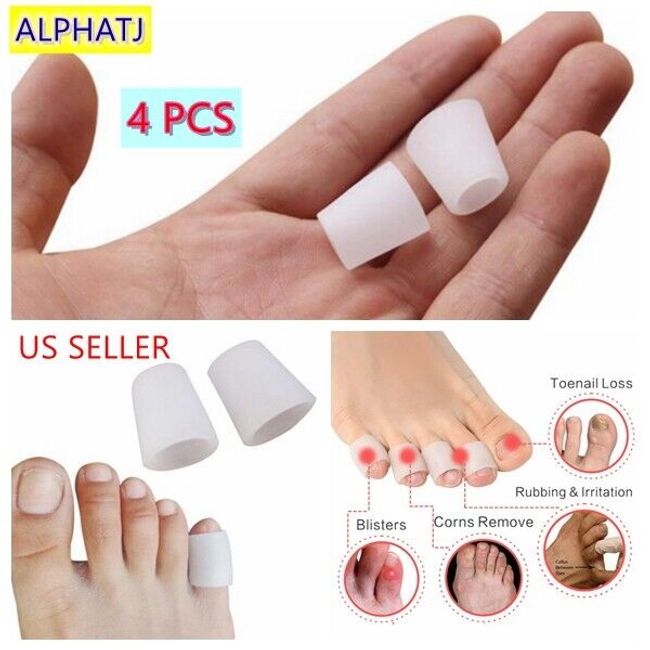 4) pcs silicone Gel Pinky Toe Sleeves Protectors Covers for Blister Hammer Toes