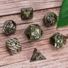 Maywin Stripe Metal Dice Set D&D,7PCS Solid Metal Glitter Dice with Gift Box,RPG Polyhedral Dice Set for DND Table Game