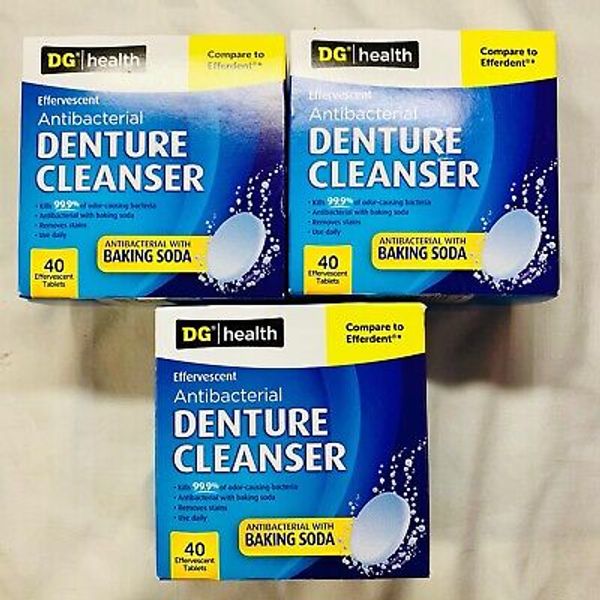 3 DG Health Anti-Bacterial Denture Cleaner 120Tablets Kills 99.9% of Bacteria. C