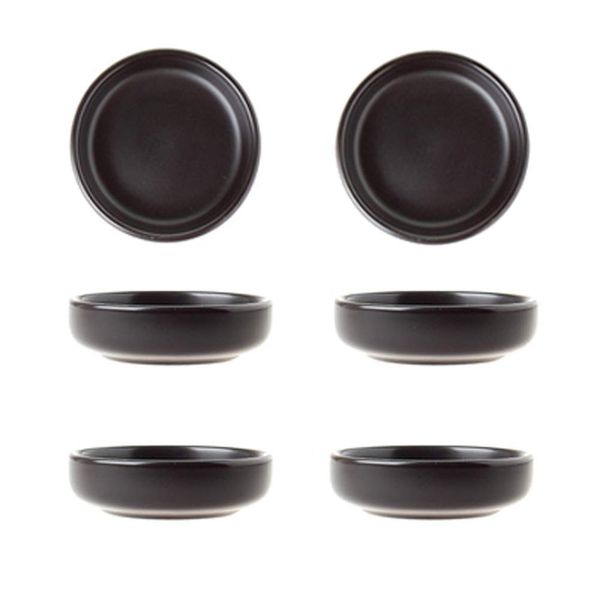 BigNoseDeer Matte Ceramic Soy Dipping dish,Multipurpose Porcelain Sauce Dish Mini Side Seasoning bowl Sushi Soy Dipping Bowls Simple Style Set of 6 Black