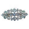 Faship Gorgeous Aqua Blue Rhinestone Crystal Floral Hair Barrette Clip