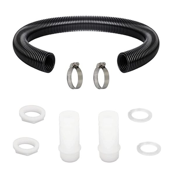 Topways Water Butt Connector Pipe Link Kit, 32mm Downpipe Water Butt Connecting Kit for Linking 2 Water Butts,Rain Barrel, Water Tanks Together Tube Fittings 0.5M Flexible Connection Hose Pipe