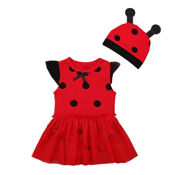 Dressy Daisy Infant Baby Ladybug Ladybird Onesie Romper Costume Bodysuit Party Dress Up Set with Hat Size 3-6 Months