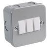 METALCLAD Light Switch 3-Gang, 2-Way, Switch & Socket Ranges Qty X 1