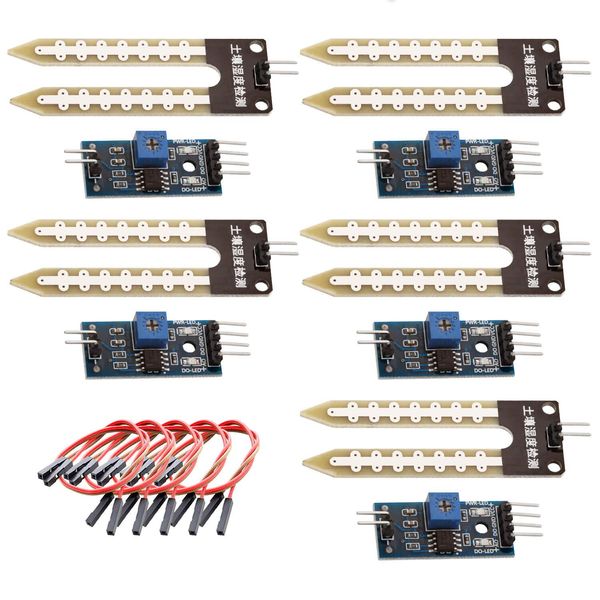 AZDelivery 3 x Soil Moisture Sensor Hygrometer Humidity Detection Module Kit, Comparator Board F2F Jumper Cable 3.3V 5V Watering System compatible with Arduino Including E-Book!