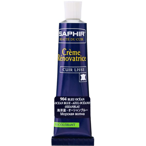 Safir Blue Leather Products, Synthetic Leather Scratches, Renovating, Color Repair, Cream Tube, 0.9 fl oz (25 ml), Shoes, Bag, Jacket, Sofa, Faded Leather, Leather, Coloring, Paint, 904 ocean blue