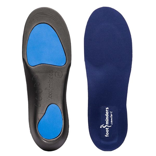 Footminders Comfort Orthotic Arch Support Insoles for Sport Shoes and Work Boots (Pair) (Large: Men 9½ -11 Women 10½ - 12) - Relieve Foot Pain Due to Flat Feet and Plantar Fasciitis