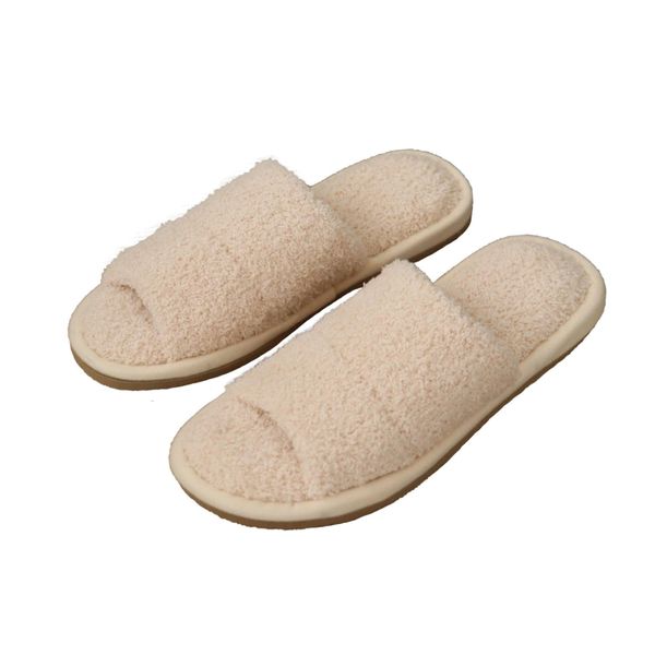 INTERIOR HEARTS Manabe Interior Hearts Slippers, Outer Seam Pile, L Ivory