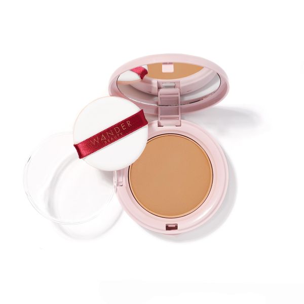 Wander Beauty Wanderlust Powder Foundation - Rich - Blurs and Evens Skin Tone - Perfects and Hydrates With Hyaluronic Acid, Aloe, Honeysuckle, & Vitamin E - Lightweight, Buildable Coverage - 0.31 oz