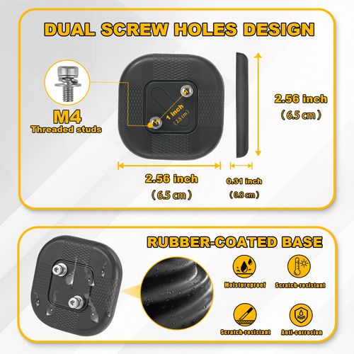 2 Pack Large Magnetic Base Heavy Duty with 1" Dual Screw Holes, Strong Rubber Coated Magnets Hooks Mounting 60 LBS Holding Power with M4 Threaded Studs for Tools, Led Lighting Bar, Camera