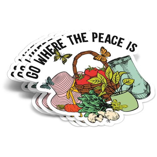 (3Pcs) Go Where The Peace is Sticker Gift for Gardener Botanical Plant Lover Decal Waterproof Vinyl Stickers Adult for Laptop Kindle Car Tumbler Water Bottle Mug Phone Notebook - Size 3”x2.2”