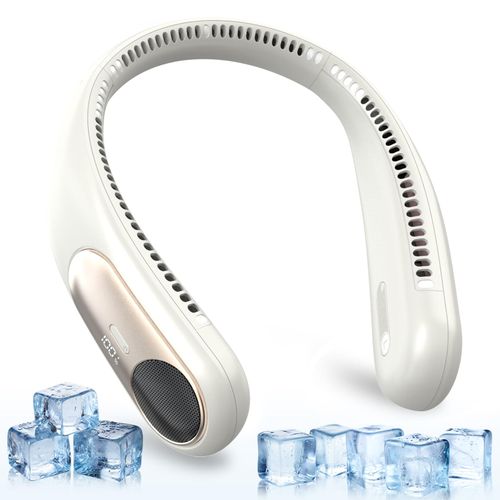Portable Neck Fan,Personal Wearable Bladeless Fan,LED Display, 4-Speeds,6000mAh USB Rechargeable,360° Strong Cooling Wind,Gifts for Men Women,Hands Free Long Lasting Battery Fans (Light grey)