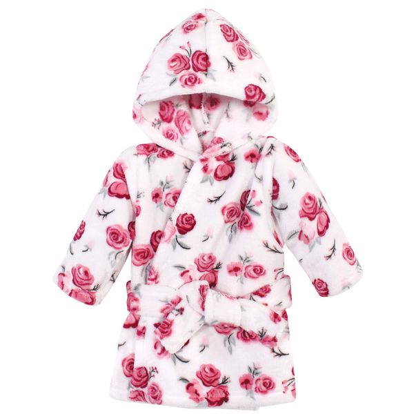 Hudson Baby baby girls Plush Pool Beach Cover-ups and Toddler Robe, Rose, 6-12 Months US