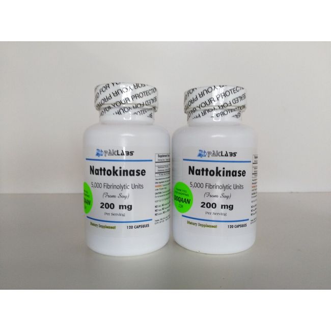 Nattokinase Natto Capsules 240 in 2 Large Bottles 5000fu 200mg = Premium Quality