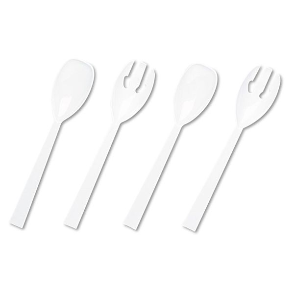 Tablemate W95PK4 9.5" Table Set Plastic Serving Forks/Spoons - White (48/PK) New