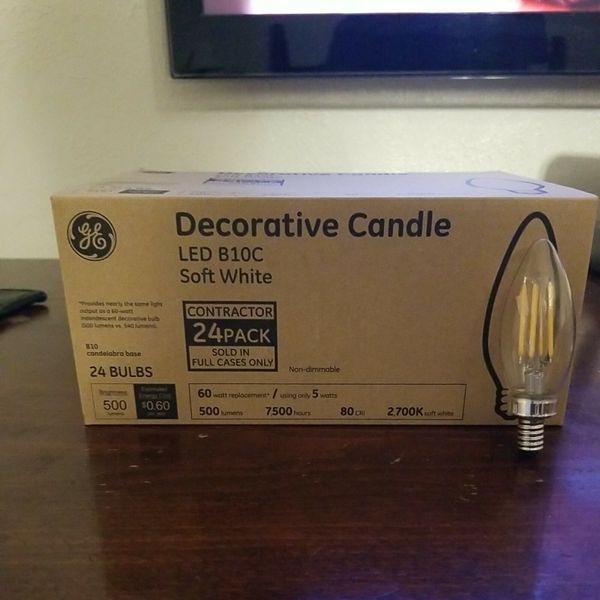 GE Decorative Candle LED B10C Soft White 24 Bulbs New