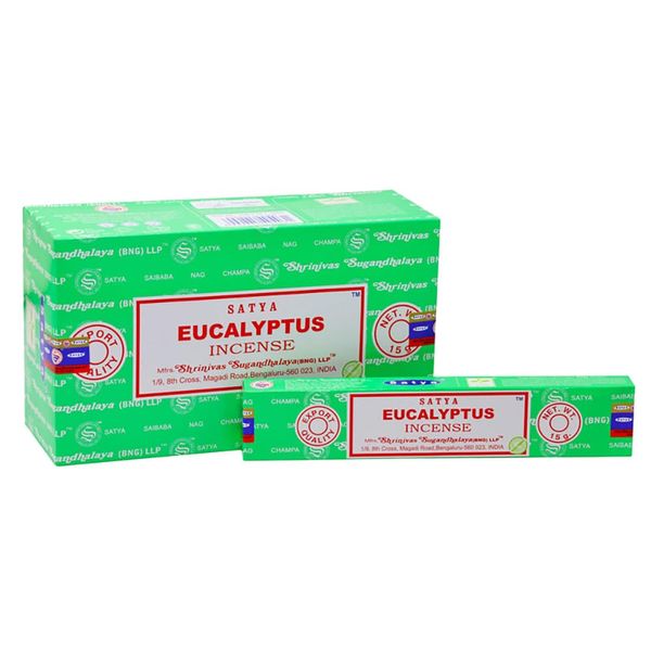 Satya Incense Sticks, 12 Packs x 15g, Eucalyptus