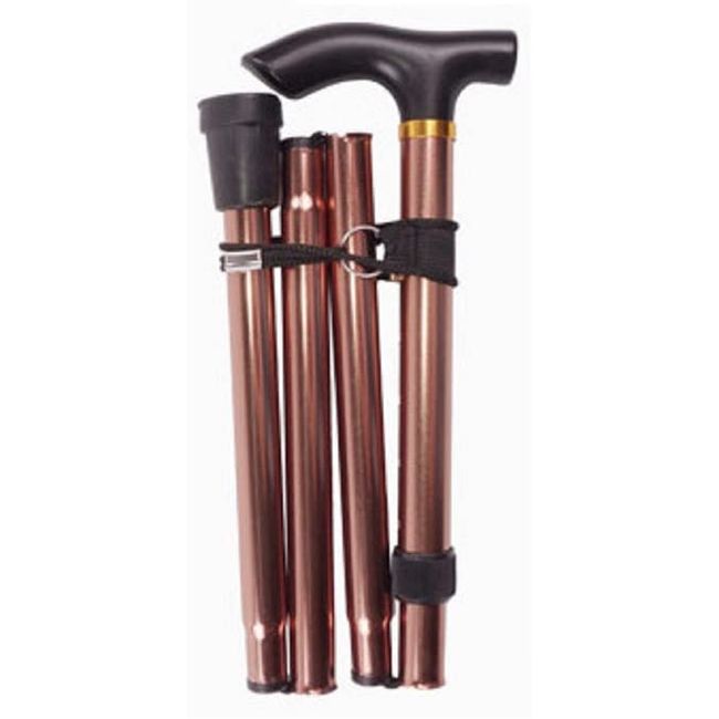 AL-FAHMI Aluminum Folding Walking Stick, Easy Fold Walking Cane, Lightweight Flexible and Durable Walking Aid Mobility Aid Collapsible Walking Stick (Copper/Brown)