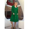 OUGES Womens Fall Long Sleeve Midi Dresses Button Down V Neck Skater Dress with Pockets(Green,S)