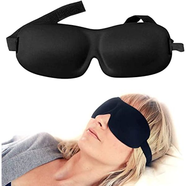 Nidra Sleeping Mask for Women and Men with 3D Contoured Cup Molded Black Out Eye Mask Perfect for Side Sleeper, Travel, Yoga, Meditation, and Nap - Black