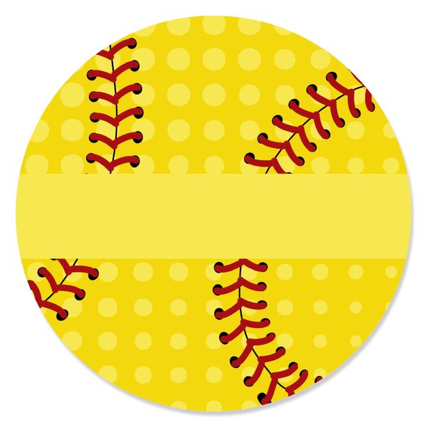 Grand Slam - Fastpitch Softball - Birthday Party or Baby Shower Circle Sticker Labels - 24 Count