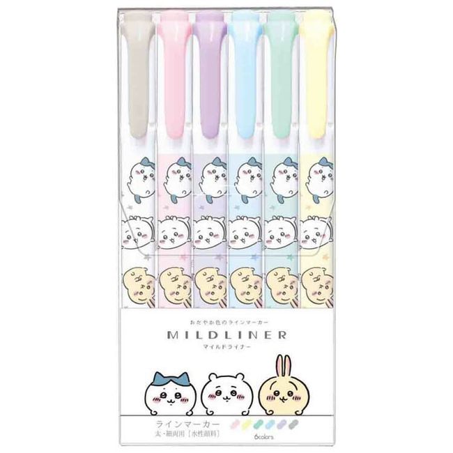 Kamio Japan 301602 Chiikawa Mildliner Highlighter, Set of 6 Colors