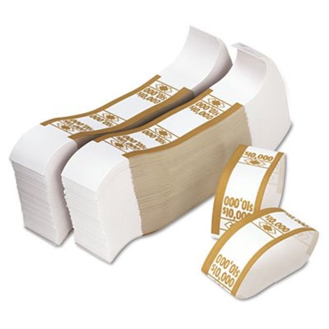 PMCOMPANY 55010 Self-Adhesive Currency Straps, Mustard, $10,000 in $100 Bills, 1000 Bands/Pack