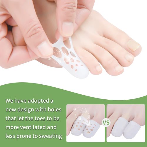 Pinky Toe Caps, Breathable Toe Protector Cover Sleeves 10 Pcs with Holes for Small toes, Provides Relief from Corns, Blisters, Sores, Reduce Friction and Rubbing