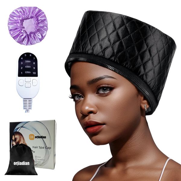 Heat Cap for Natural Hair Deep Conditioning, Thermal Steam Cap for Hair Treatment, Hair Steamer for Black Hair, 10-Level Quick Heating Caps for Home Use.