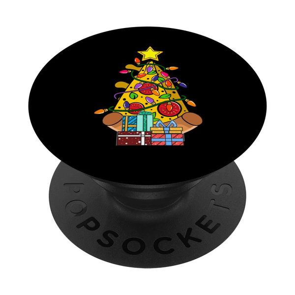 Pizza Christmas Tree with Lights Xmas PopSockets with Interchangeable PopGrip
