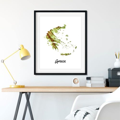 Susie Arts 8X10 Unframed Greece World Map 3D Topography Terrain Modern Relief Abstract Map Art Print Poster Wall Decor SDAP714