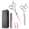 IYOKA Hair Barb Scissors Set for Left/Right Professional Beginners Hairdresser Barber Self Cut Scissors with Case Clip Pin Included