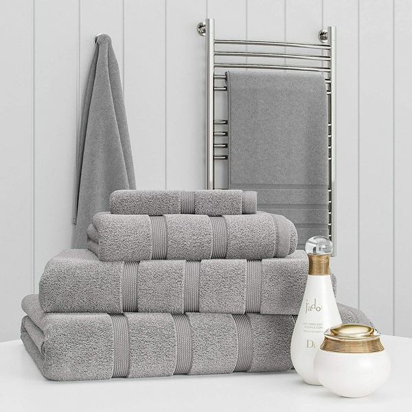 Z Fashion Luxury Towel Set 100 Percent Cotton 2 Piece Towel Set Hand Towel Bath Towel Bale 500 GSM Bathroom towels 2 Piece Sets. (Silver)